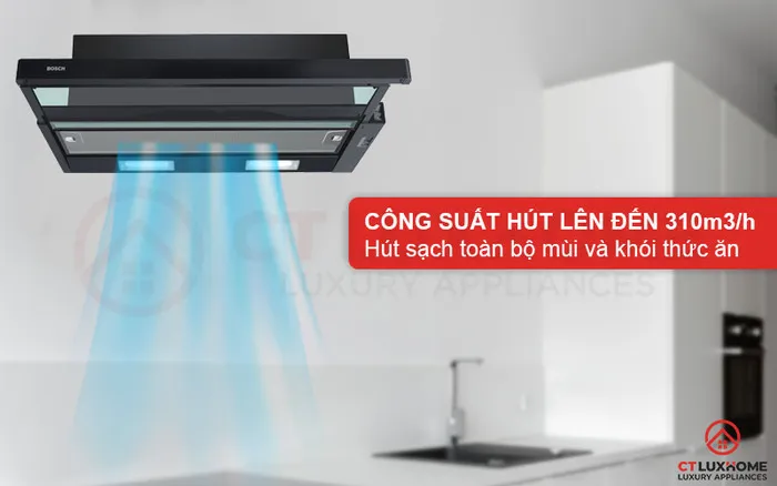 Công suất hút mạnh mẽ, khử sạch mùi